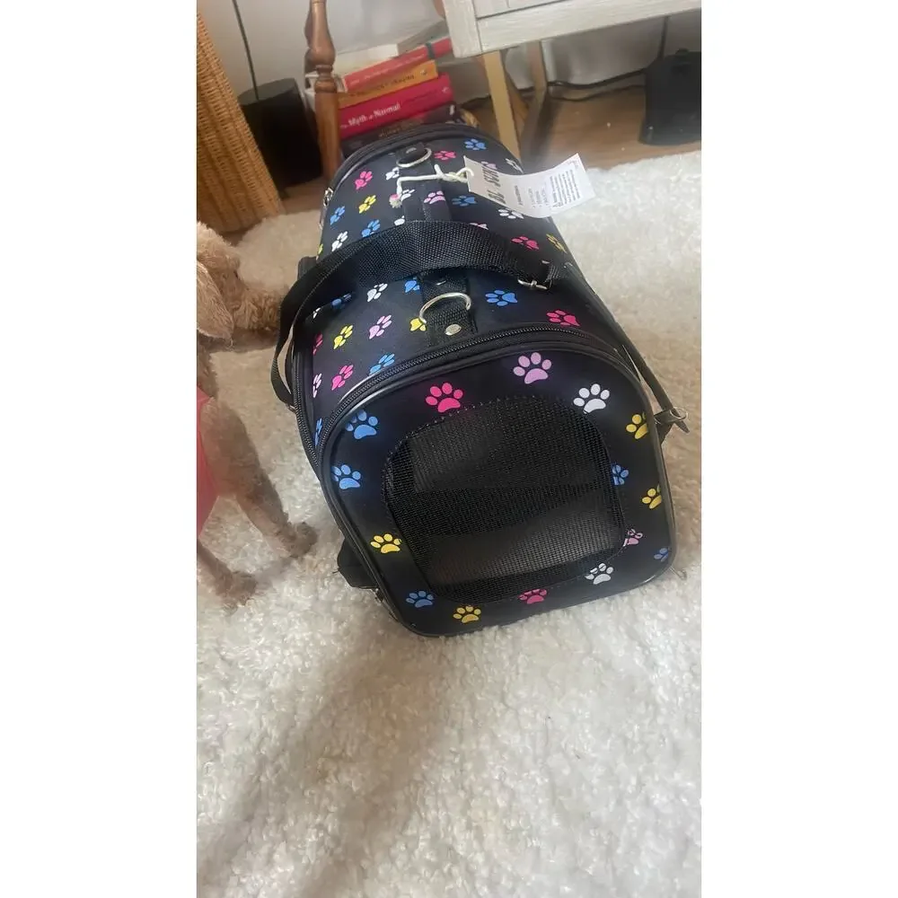 NWT- Small Dog (up to 6lbs) or Cat Carrier with Paw Prints
